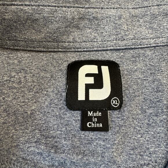 FJ FootJoy Golf Polo Men’s XL Heathered Blue Aqua Stripes Performance - Picture 2 of 6